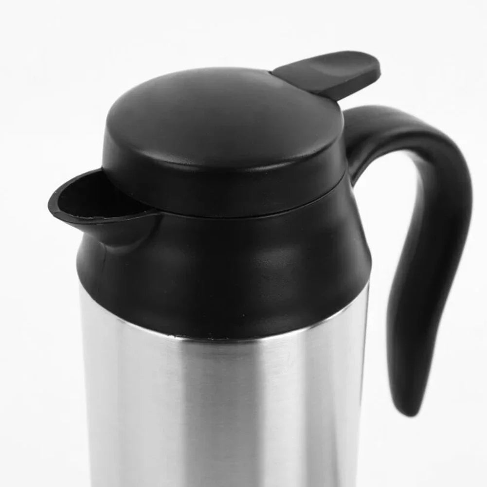 12V/24V Car Electric Heating Cup Kettle 750ML Stainless Steel Water Heater Bottle With Cigarette Lighter Plug Car Kettle Thermos