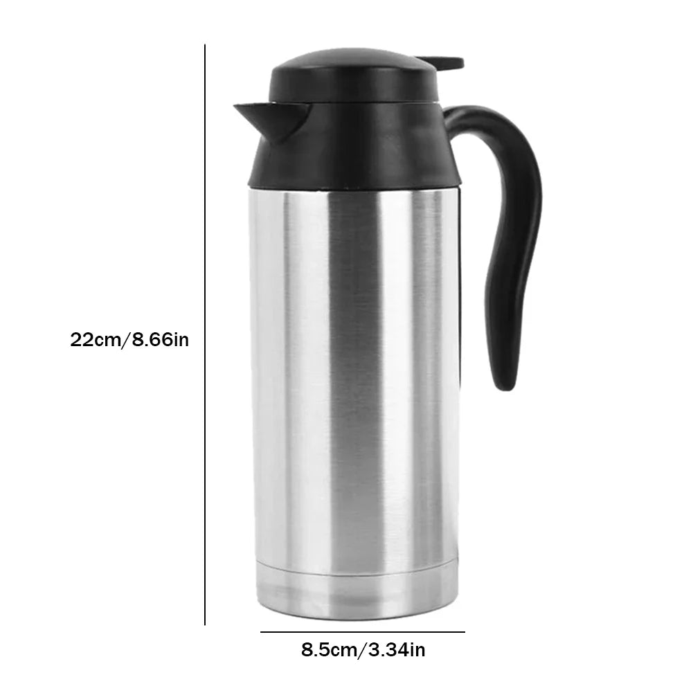 12V/24V Car Electric Heating Cup Kettle 750ML Stainless Steel Water Heater Bottle With Cigarette Lighter Plug Car Kettle Thermos