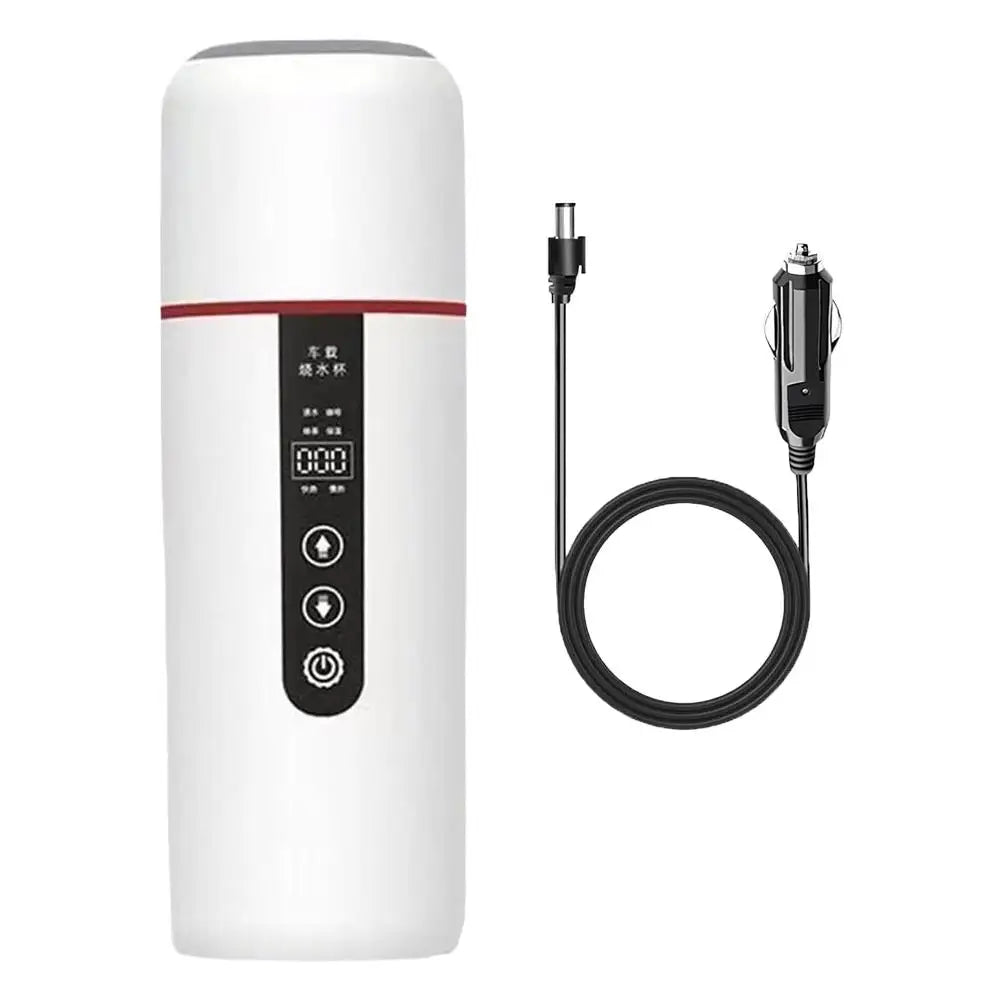 12V 24V Portable Car Heating Cup 500 Ml Travel Heating Smart Stainless Steel Insulation Cup OLED Display Electric Kettle