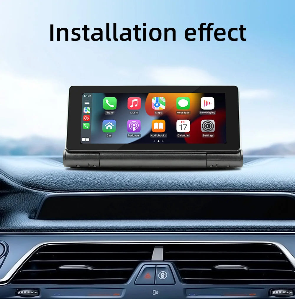BQCC 6.86" 180° Folding Screen Portable MP5 Car Radio Wireless CarPlay Android Auto Mirrorlink Reversing Image Car Stereo