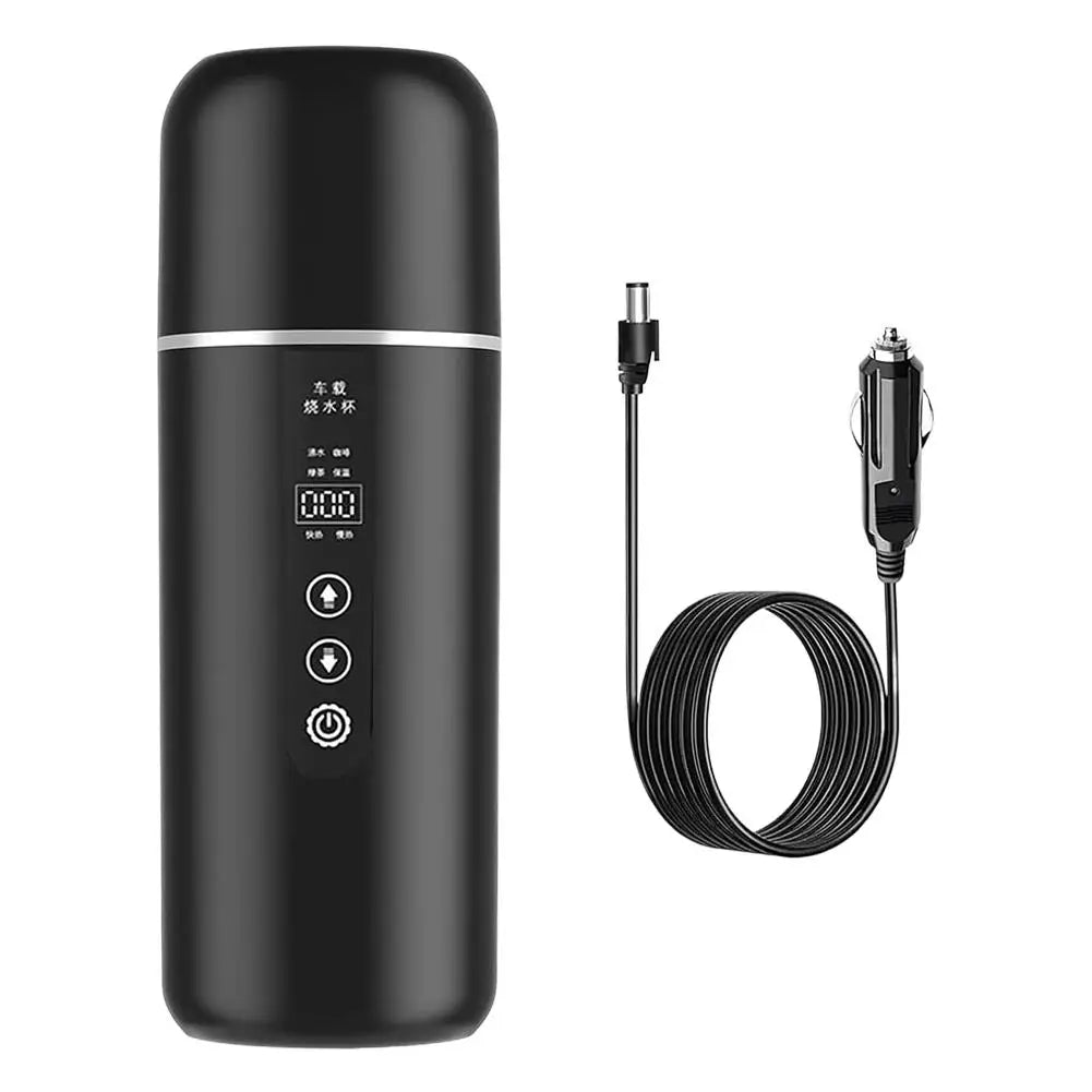 12V 24V Portable Car Heating Cup 500 Ml Travel Heating Smart Stainless Steel Insulation Cup OLED Display Electric Kettle